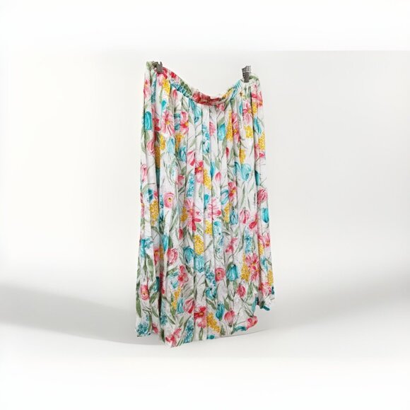 Andrea Gayle Vtg Pleated Satin Floral Midi Skirt Size Small‎ 1980s 80s Retro - Picture 2 of 5